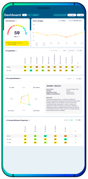Product dashboard screenshot on a mobile device